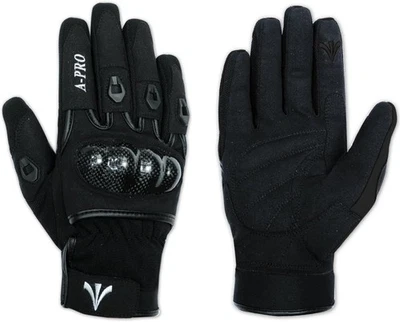 A-Pro Guanti in Pelle Tessuto per Moto Scoter con Protezioni - Nero - Taglia XL - Immagine 1 di 4