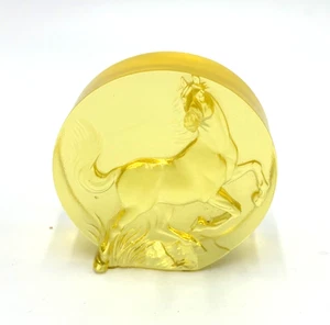Tittot Art Glass Yellow Crystal Horse Signed 3D HEAVY Paperweight Vintage NICE - Picture 1 of 6
