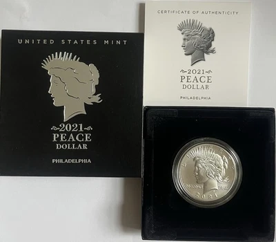2021-P Uncirculated U.S. Silver Peace Dollar Coin (OGP and COA) - Image 1 of 4