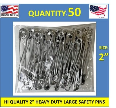 50 PINS DE SEGURIDAD JUMBO EXTRA GRANDES 2 PULGADAS 2" PARA COLCHAS ARTESANOS PAÑALES COSTURA Foto 1 de 4