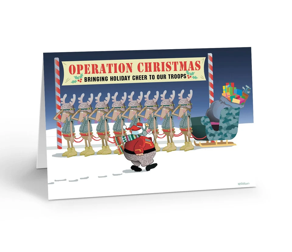 Tarjetas de Navidad militares de Papá Noel, paquete de 12 con sobres, A6 6,25" x 4,5" Foto 1 de 4