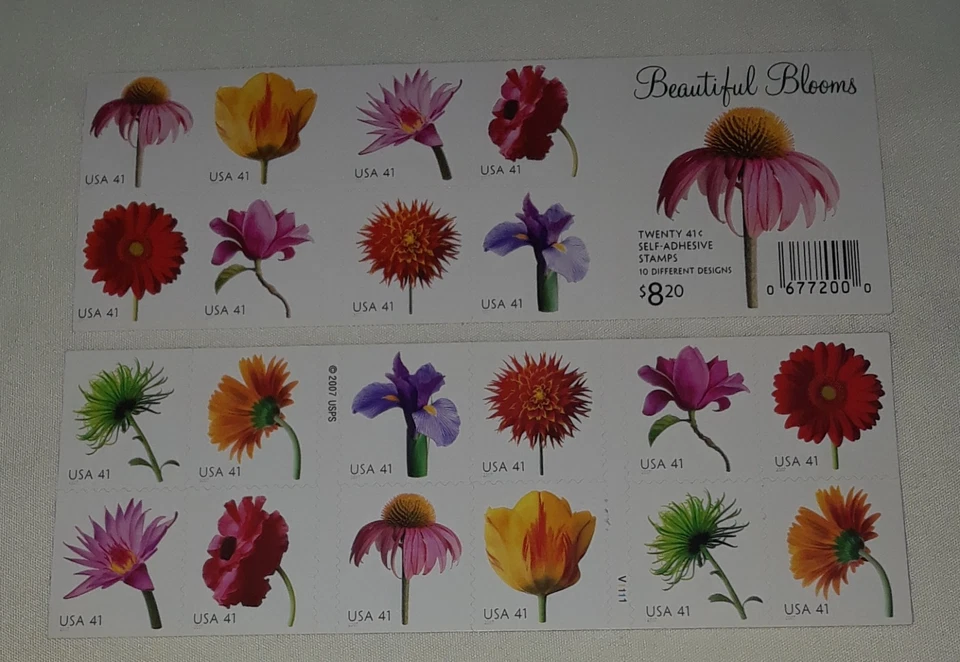 Two (2) Booklets x 20 = 40 of BEAUTIFUL BLOOMS 41¢ US Postage Stamps. 4176-4185 - Image 1 of 4