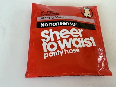 No Nonsense Pantyhose Petite To Medium  SHEER TO WAIST 16 Brown SANDALFOOT - Image 1 of 2