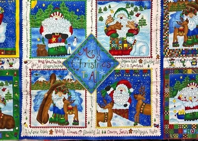 Vintage Cotton Quilt Blocks Fabric Panel - Holiday Theme - Image 1 of 3