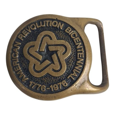 American Bicentennial Revolution Celebration Round Solid Brass Belt Buckle 1976 - Image 1 of 4