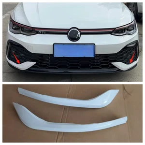 for VW Golf MK8 GTI 2022-2024 White ABS Front Bumper Fangs Cover Trim 2pcs - Picture 1 of 5