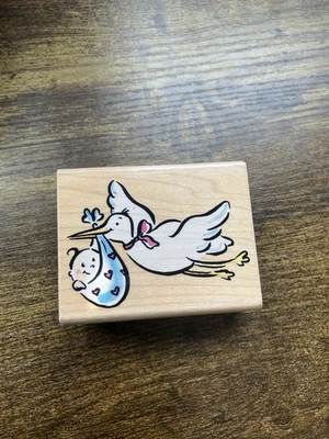 Sello de cigüeña con estampado de goma para bebé A2268E embarazo ducha madre bebé nuevo Foto 1 de 4