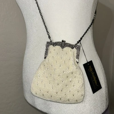 Bolso de Noche Cartera de Hombro Inge Christopher Blanco con Cuentas - Nuevo con Etiqueta Foto 1 de 4