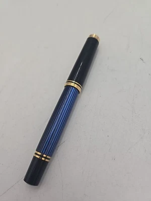 VERY RARE Vintage PELIKAN Souveran M800 Blue Striped Fountain Pen 14K Gold  - Image 1 of 4