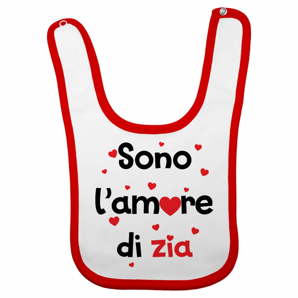 Bavaglino neonato sono l'amore di zia con cuoricini grafica neutra - Immagine 1 di 1