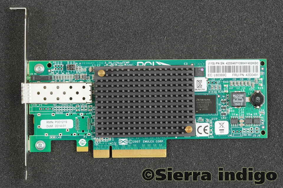 IBM FRU 42D0491 Emulex 8GB PCIe Single Port HBA Full Height Card - Image 1 of 1