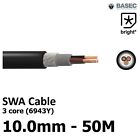 50M  10 mm  6943X 3 core SWA steel wire armoured cable BASEC Outdoor Exterior 