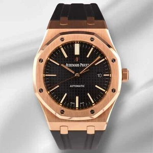Audemars Piguet Royal Oak 41mm 18K Rose Gold Black Dial Mens Watch 15400OR - Picture 1 of 14