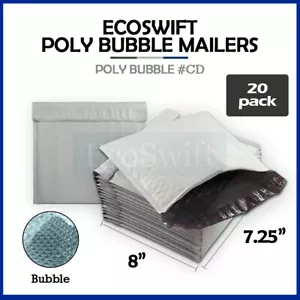 20 #CD 7,25 x8 EcoSwift Poly Bubble Mailers Busta Imbottita Buste Forniture Spedizione - Foto 1 di 7