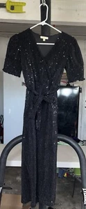 Chelsea & Violet Big Girls Size:M Short Puff Sleeve Sequin Embellished Jumpsuit - Picture 1 of 5