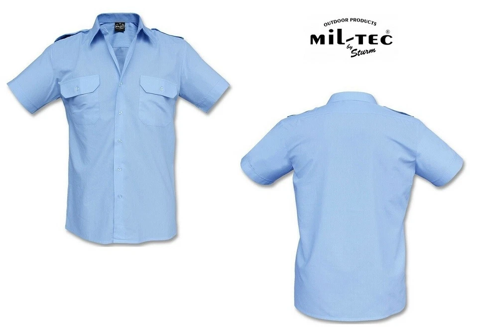 Camicia Spalline Militare Azzurra MC Mil Tec Guardie Giurate GPG IPS EI CC - Immagine 1 di 3