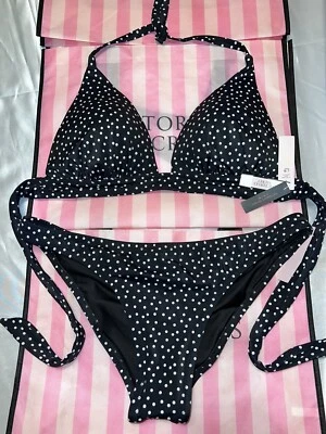 Victorias Secret Swim Swimsuit Polka Dot Push-Up Triangle Large - Image 1 of 3