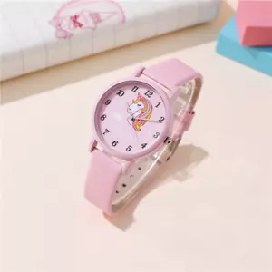Cute Pink Pu Leather Band Unicorn Children'S Cartoon Watch - Picture 1 of 6