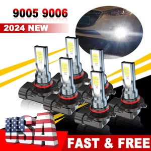 Combo 9005+9006+H10 LED Headlight and Fog Light Bulbs Kit High&Low Beam White - Picture 1 of 11