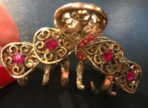Neue schöne antike Gold filigran mit rosa Kristall 2 1/2" Kralle Clip - Bild 1 von 1
