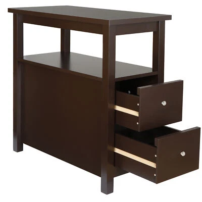 Chairside End Table with 2 Drawer and Shelf  for Living Room Narrow Stand - Image 1 of 4
