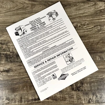 Briggs And Stratton 5Hp Engine 130200 To 131299 Operating Manual Operators Point - Image 1 of 2