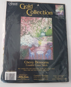 Candamar Gold Collection Cross stitch kit - Cherry Blossoms 16" x 12" 16 ct aida