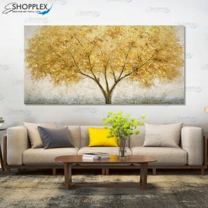 Modern abstract Gold Tree of Life Home Decor Single pc Art Canvas Print Wall Art - Picture 1 of 10