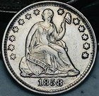 1858 assis Liberty demi-dime 5C choix haute qualité 90 % argent pièce américaine CC21879