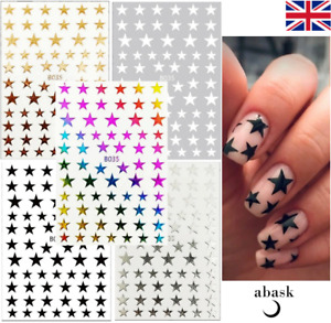 Nail Art Stickers Star Self-adhesive Silver Gold Stars White Black Stars Rainbow