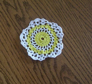 Crochet White & Yellow Flower Coaster - Picture 1 of 1