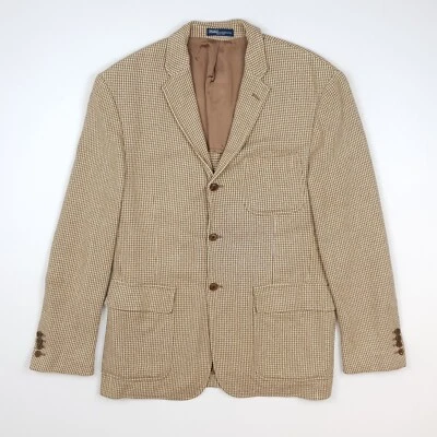 Polo Ralph Lauren Men’s Silk Blazer 44R 54 Slim Fit Beige Knit Sport Coat Italy - Image 1 of 4