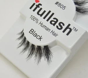 #805 ifullash 6,12 pares de pestañas negras postizas 100 % cabello humano - Imagen 1 de 2