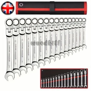 Ratchet Spanner Combination Fixed & Flexi 6-24mm Different Sizes Tool Wrench Set - Picture 1 of 10