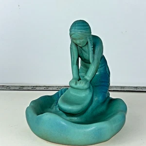 Vintage Van Briggle Pottery Corn Maiden Native American Maize Turquoise Blue 7" - Picture 1 of 15