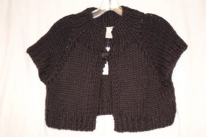 NWT EVIE. Black Thick Knit Cropped Short Sleeve Cardigan Sweater Womens, M-B118 - Picture 1 of 1