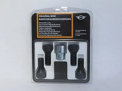 OEM Mini Cooper Set of 4 Wheel Bolt Locks with Coded Key 36132453960 Foto 1 de 4