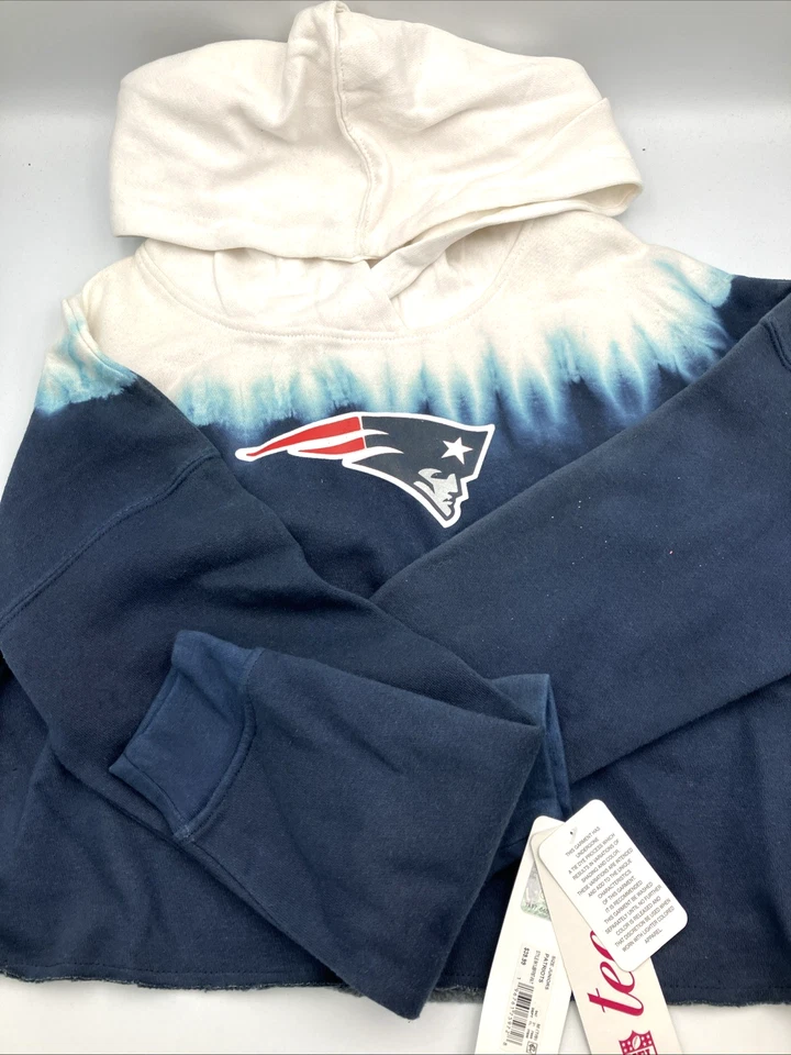 NFL TEENS New England Patriots Crop Hoodie Hooded Sweatshirt Junior M 7/8