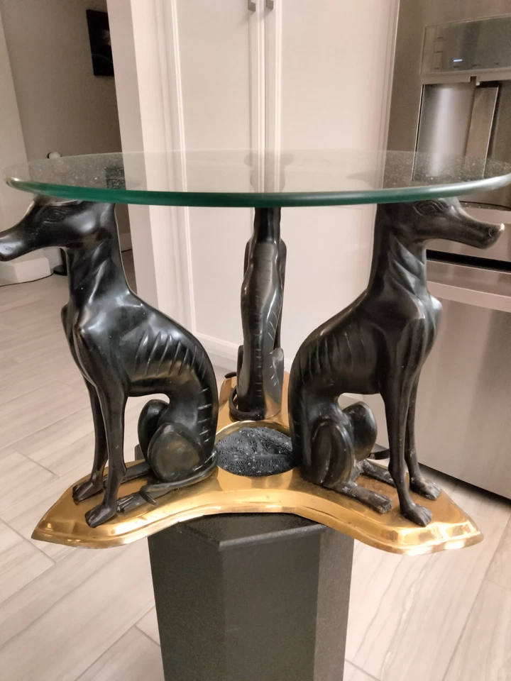 Mesa triple Whippet de bronce Maitland-Smith años 70 - diseño raro renacimiento inglés Foto 1 de 1