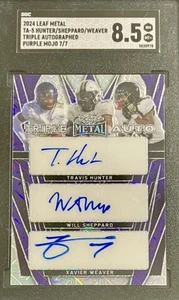 2024 Leaf Metal Purple Mojo /7 TRAVIS HUNTER + SHEPPARD + WEAVER AUTO SGC 8.5 RC - Bild 1 von 2