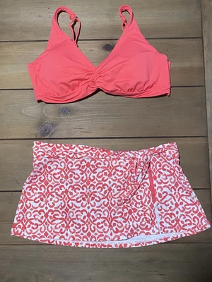 Tommy Bahama Bikini 2pc Set Coral Top (Top is XL) & Skirted Bottoms (Bottoms L) - Image 1 of 4