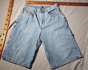 VINTAGE Tommy Hilfiger Shorts Mens 31 Blue Denim Jorts Baggy Skater Hip Hop Y2K - Picture 1 of 19