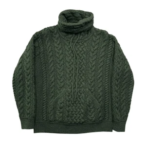 Aran Sweater Market Women's Size Medium Green Merino Wool Cable Knit Sweater - Picture 1 of 10