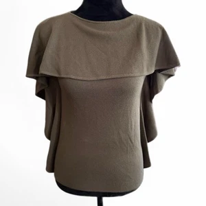 Vintage Krizia Green Knit 100% Wool Tank Cape Tunic Italy | Women’s Size 38 - Picture 1 of 17