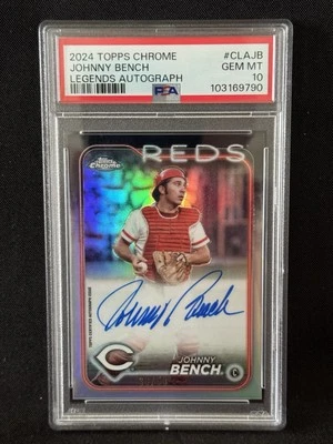 2024 Topps Chrome - PSA 10 Johnny Bench Legends Auto #38/50 - Super Limpo Automático! - Imagem 1 de 3