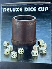 Vintage Leather Dice Cup Ribbed Stitched Bar Cup With 5 Dice