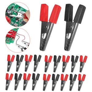 40Pcs Electrical Test Clamps Metal Alligator Clips with Red & Black Handle Bulk - Picture 1 of 6