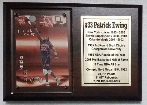 New York Knicks Patrick Ewing Basketball Card Plaque Cover