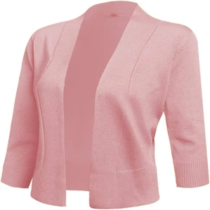 Women'S 3/4 Sleeve Cropped Cardigans Sweaters Jackets Open Front Short Shrugs fo - Picture 1 of 12