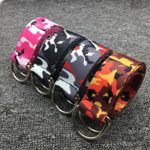1pc Camouflage D-ring Buckle Belts Canvas Waist Strap Belt Unisex Fashion Access - Bild 1 von 18